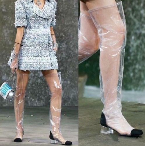 transparent knee high boots